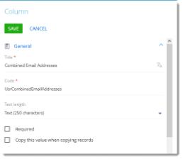Combined Email Addresses field.