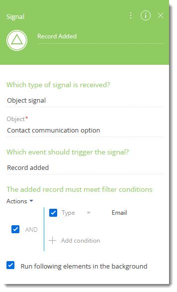 Trigger the contacts