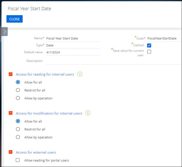 Creatio fiscal year setting