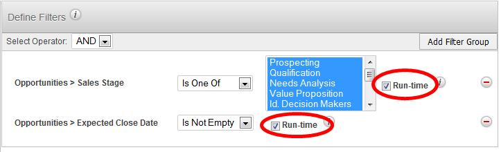 Enabling Run-Time Filters for Reports in SugarCRM