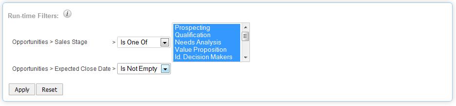 SugarCRM Run-Time Filters