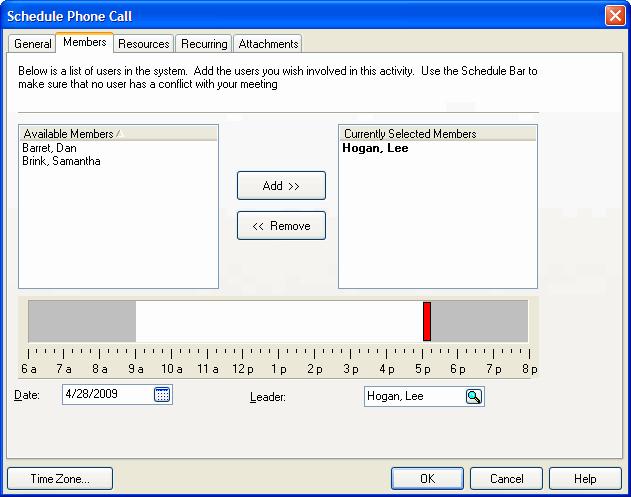Schedule Phone Call SalesLogix