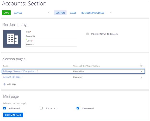 Creatio account type