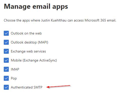 managing email apps for Office 365