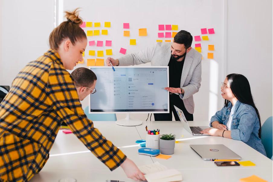 team brainstorming together