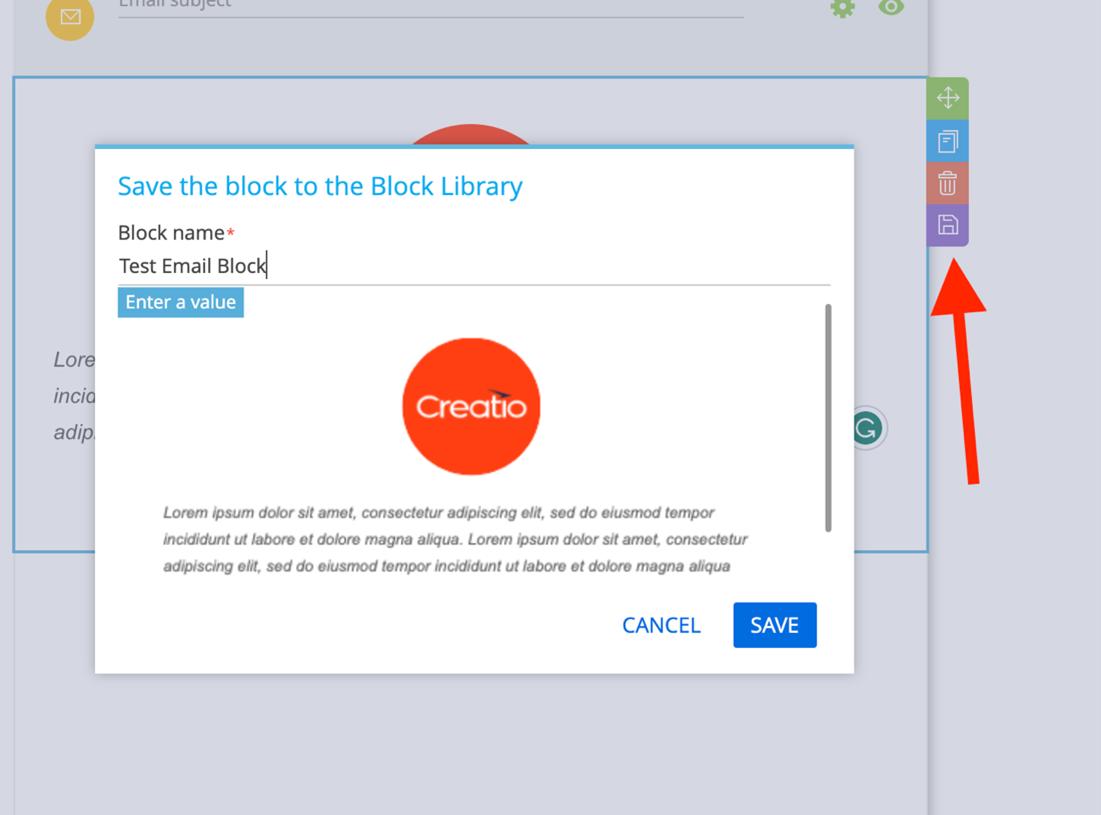 saving creatio block to block library