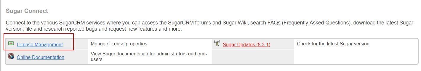SugarCRM license management