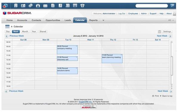 SugarCrm v6.4 Calendar