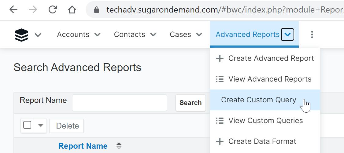 Sugarcloud search advanced reports