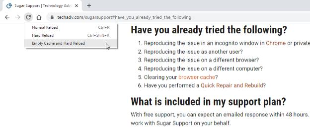 empty and clear your cache