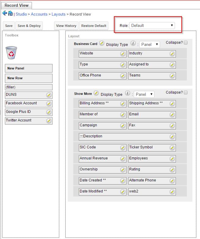 SugarCRM Role Based Views