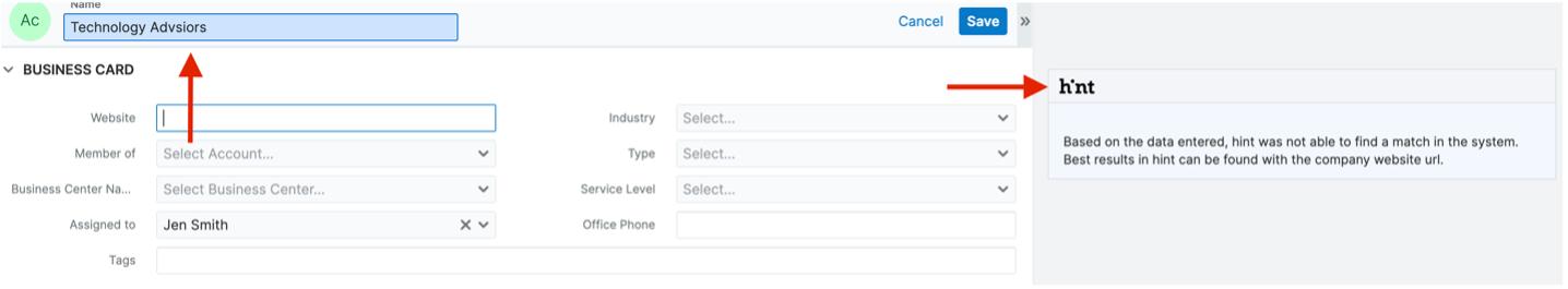 entering account name via this field