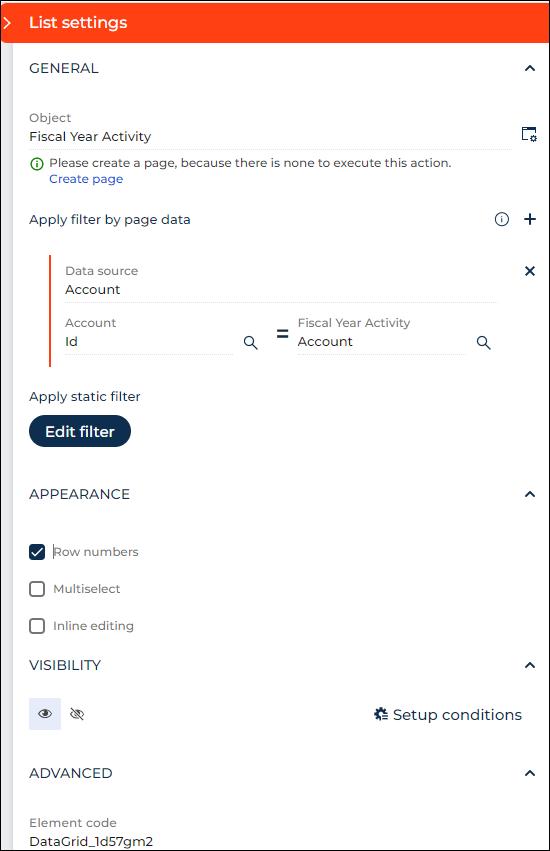 list settings creatio