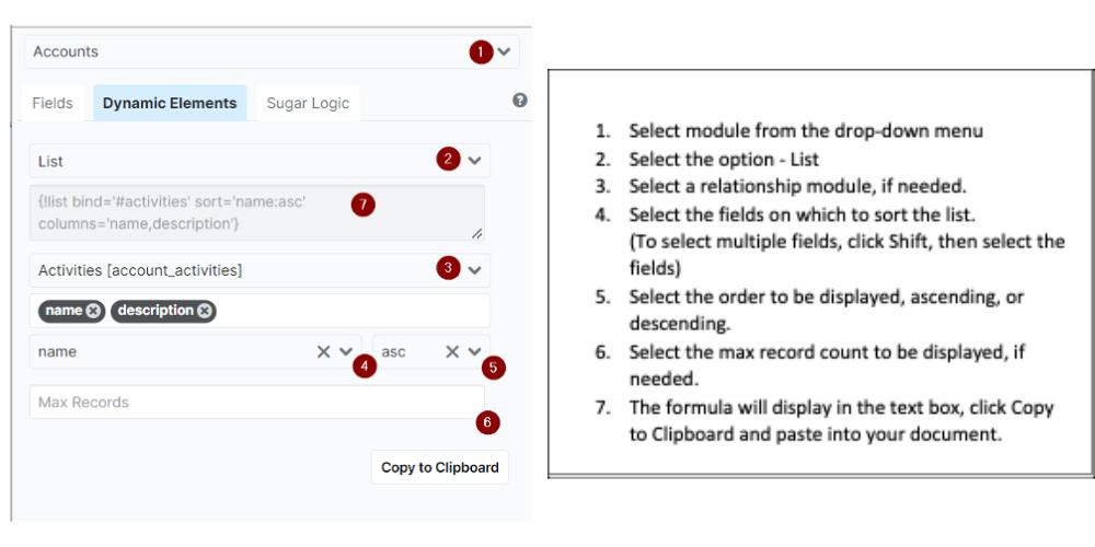 select fields and create list