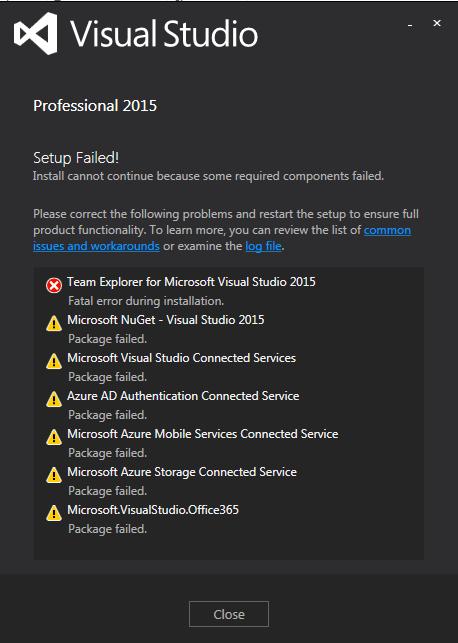 Troubleshooting For Microsoft Visual Studio 15