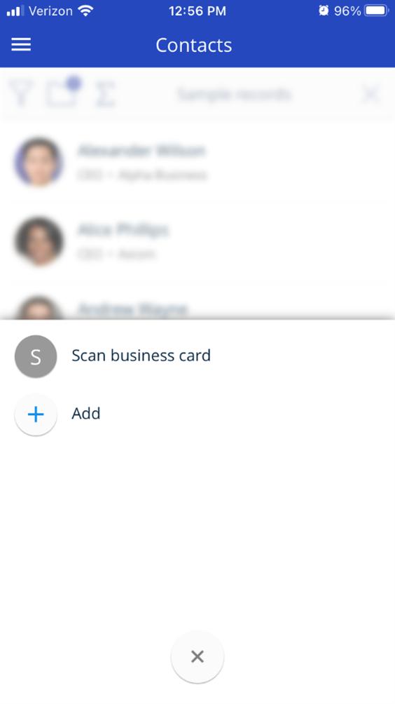 Creatio business card scan