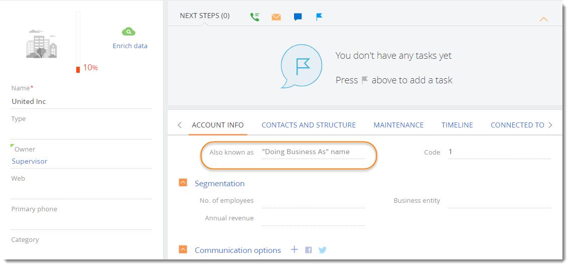 Creatio field after editing placeholder