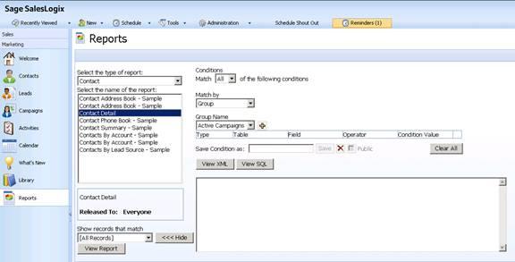 SalesLogix Report Filters