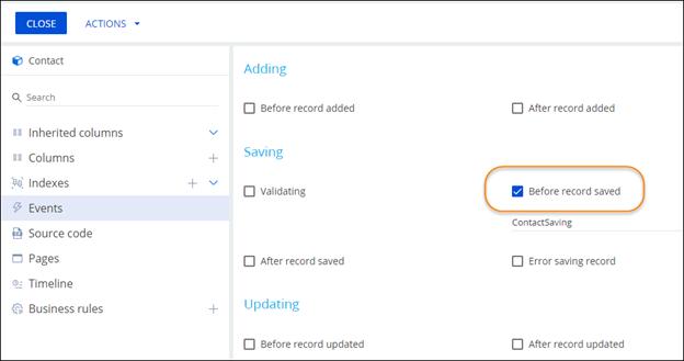 triggering process before record save
