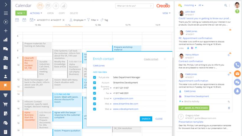data enrichment capabilities in Creatio CRM