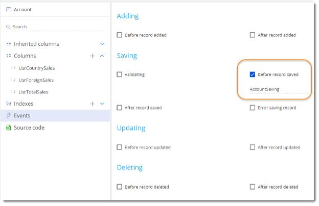 turn on before record saved