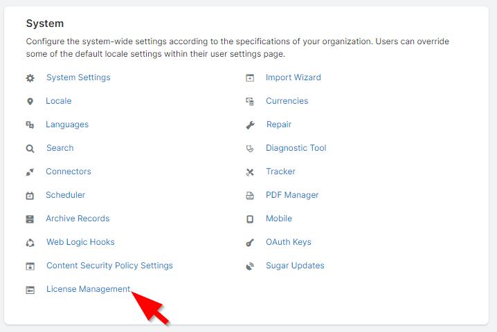 SugarCRM license management