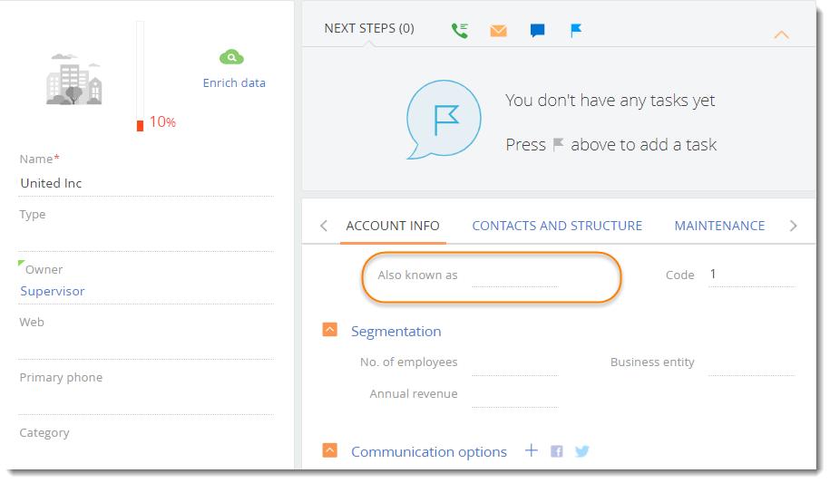 Doing Business As field in Creatio