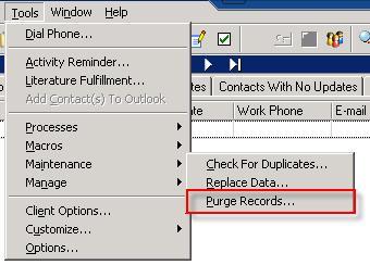 Purge Records in SalesLogix