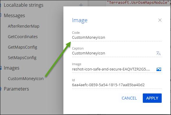 Creatio custom money icon name
