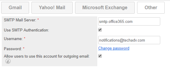 SugarCRM SMTP