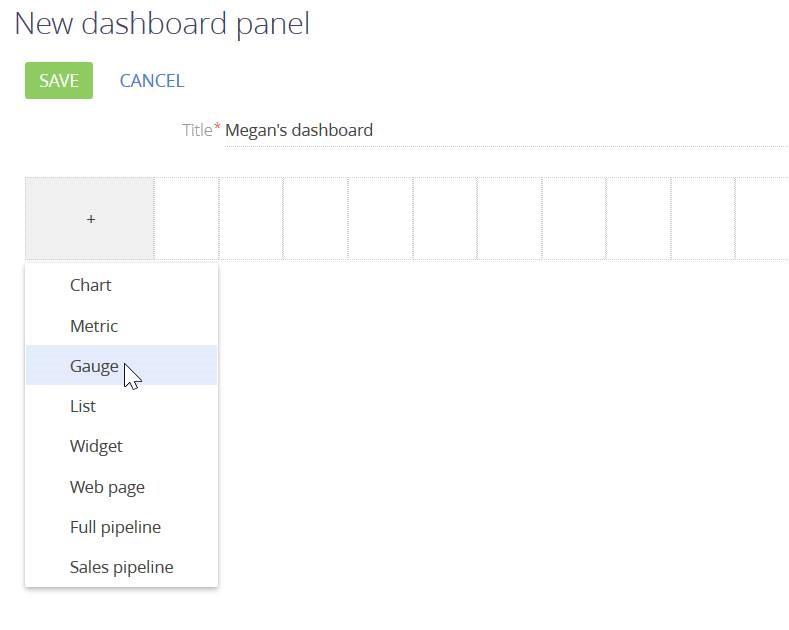 Creatio new dashboard panel