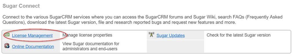 sugar connect license management